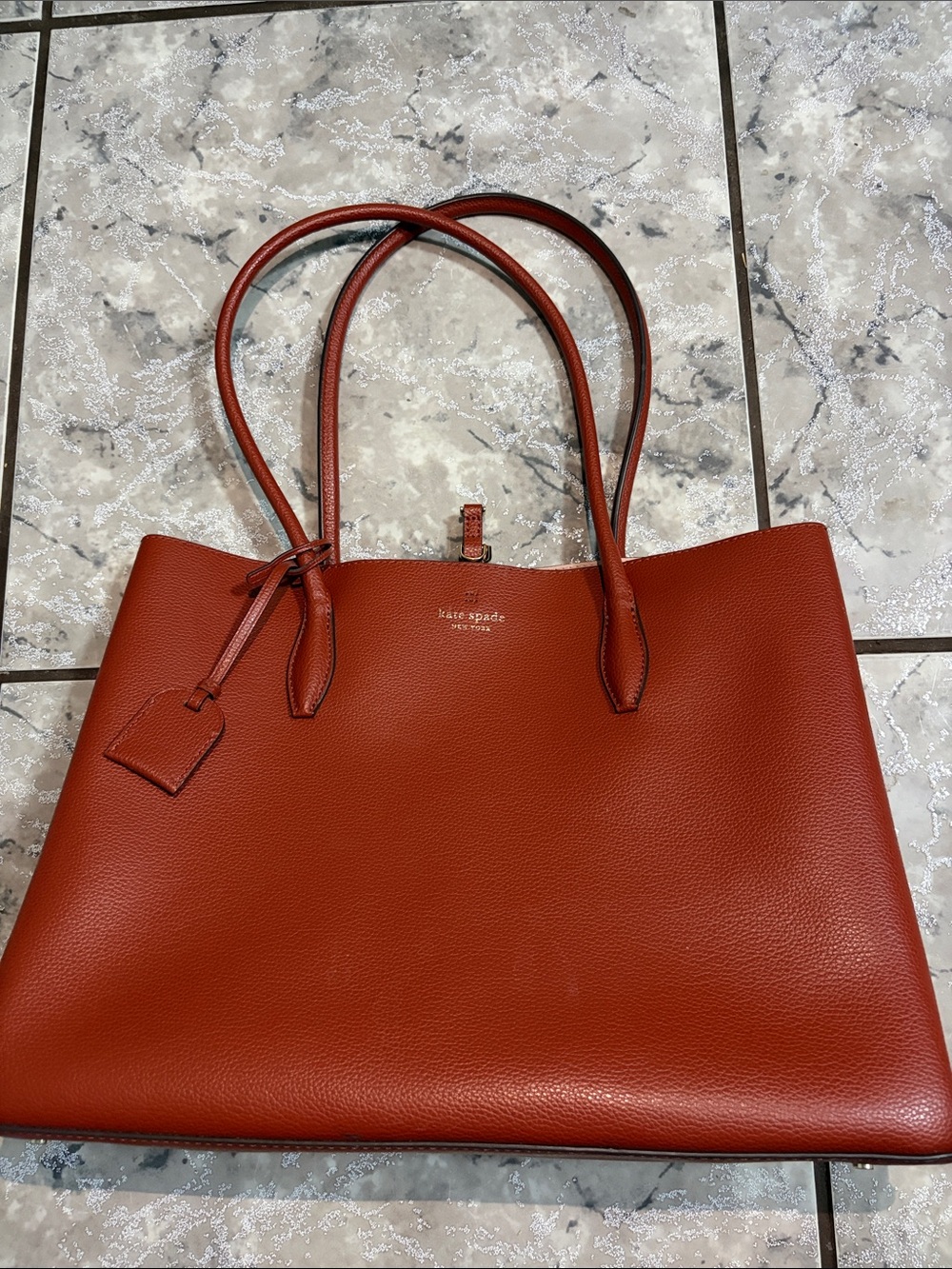 kate spade Rust-Red Pebbled Leather Tote
